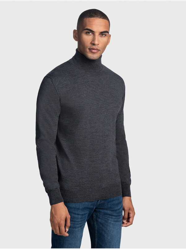 Men's Dark Grey Turtleneck Sweater - In 3 lengths
