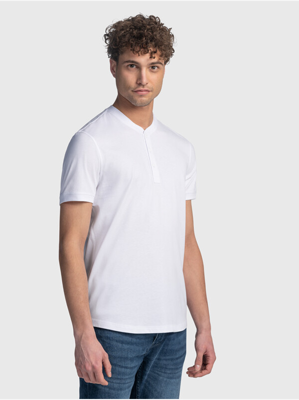 Men's Henley Long Sleeve Shirt Smart Grandad Collar 100%Cotton T-shirt  Blouse UK